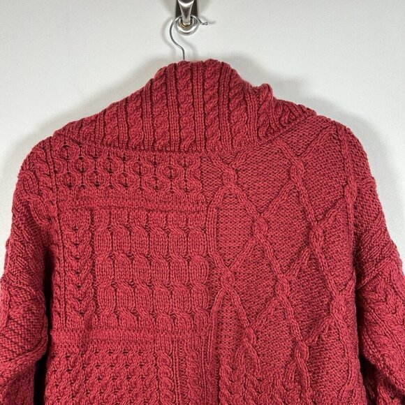Carraigdonn Womens Cardigan Made in Ireland 100% Merino Wool Red Sweater Size XL - Picture 8 of 10